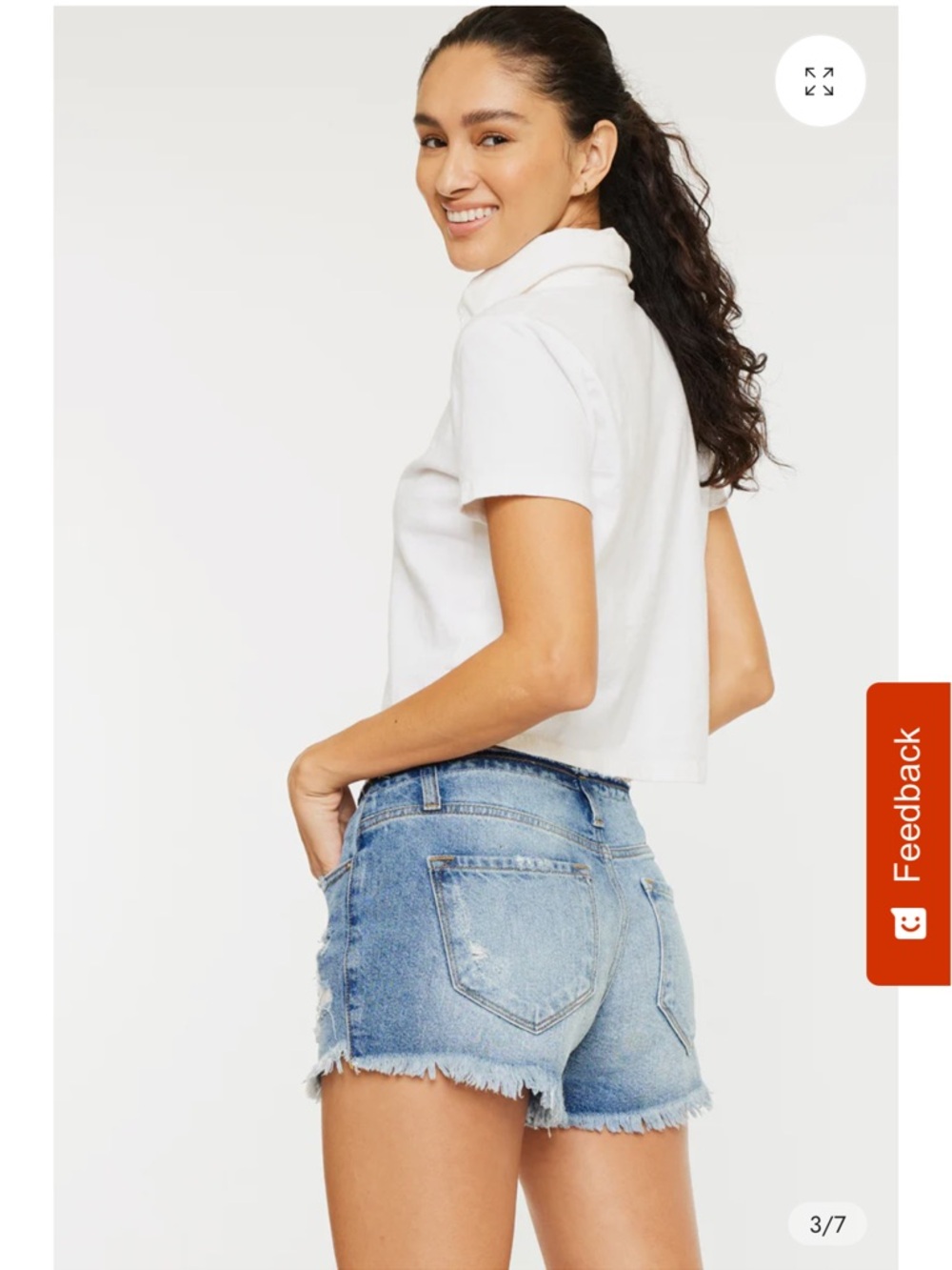 Kancan ORION low-rise button down jean shorts M raw waist Mariah destroyed